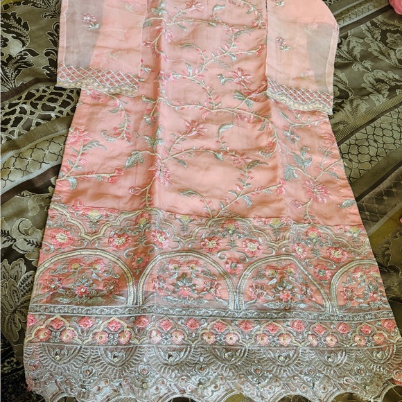 Charming Pink and Gray Embroidered Pakistani dress - Picture 4 of 6
